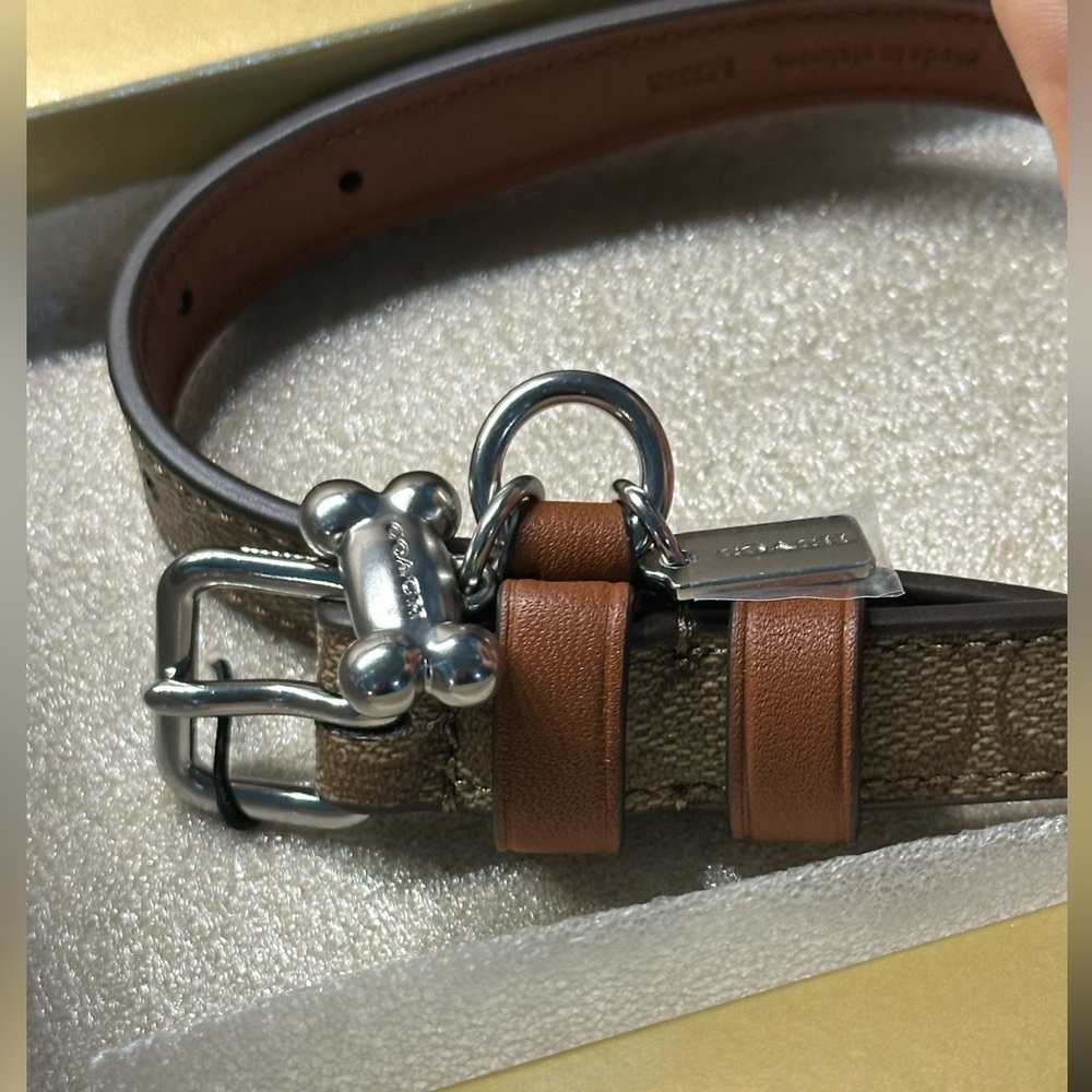 COACH Brown Tan Khaki Saddle Signature Dog Pet Collar New I have two - Picture 4 of 9